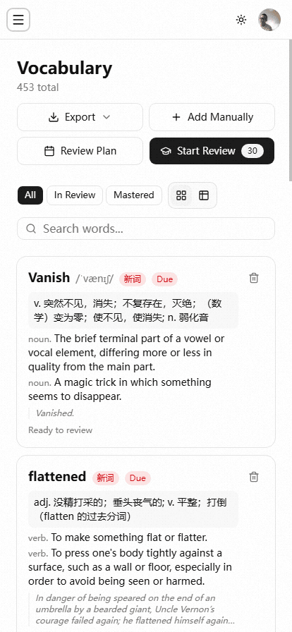 English Read 生词本